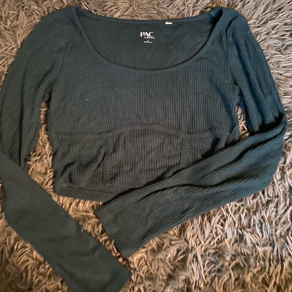 Small PACSUN ribbed drop neck turquoise top⭐️